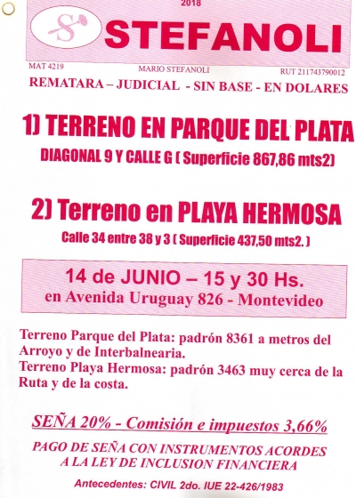 1 Terreno en Parque del Plata y 1 Terreno en Playa Hermosa 1 Terreno en Parque del Plata y 1 Terreno en Playa Hermosa